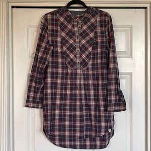 Treasure & Bond Long Plaid Shirtdress, M